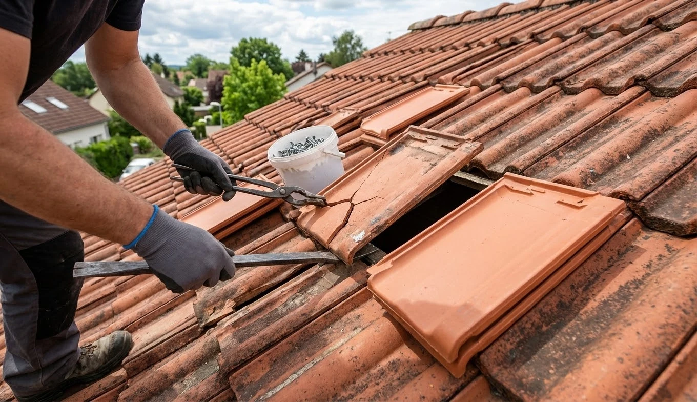 Intervention sur une couverture, détail de couverture